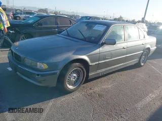 2001 BMW 7 Series 740iL with VIN WBAGH83491DP25818, listed as a IAAI auction lot 41827907 with 125,670 mi miles. Bid and sale history available at carsss.com. Image 2.