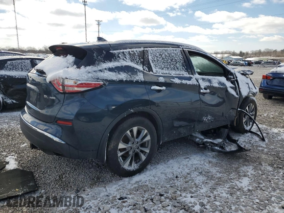 2017 Nissan Murano SL with VIN 5N1AZ2MHXHN117469, listed as a Copart auction lot 45397545 with 123,792 mi miles and Salvage title. Bid and sale history available at DreamBid. Image 3.