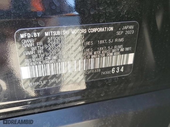2024 Mitsubishi Outlander ES with VIN JA4J4UA88RZ016339, listed as a Copart auction lot 71032654 with 10,004 mi miles and Salvage Title. Bid and sale history available at carsss.com. Image 15.