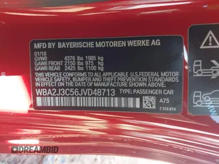 2018 BMW 2 Series 230i xDrive with VIN WBA2J3C56JVD48713, listed as a IAAI auction lot 41861277 with 103,706 mi miles and . Bid and sale history available at carsss.com. Image 9.