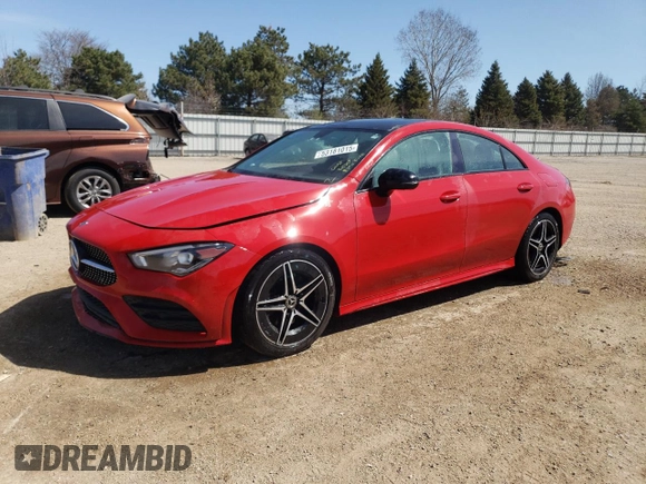 2020 Mercedes-Benz CLA 250 with VIN WDD5J4HB4LN034066, listed as a Copart auction lot 53181015 with 78,352 mi miles and Salvage title. Bid and sale history available at DreamBid. Image 1.