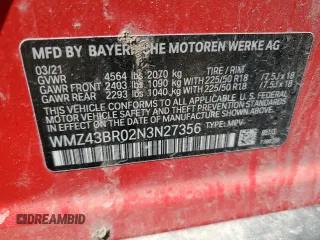 2022 MINI Countryman Oxford Edition z VIN WMZ43BR02N3N27356, wystawiony jako Copart lot #52978185 z przebiegiem 86 591 mil mil oraz Szkoda całkowita • Salvage title. Historia ofert i sprzedaży dostępna na DreamBid. Obrazek 12.