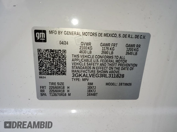 2024 GMC Terrain SLT z VIN 3GKALVEG3RL311828, wystawiony jako Copart lot #59572615 z przebiegiem 26 724 mil mil oraz Czysty tytuł • Clean title. Historia ofert i sprzedaży dostępna na DreamBid. Obrazek 14.