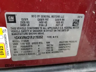 2015 GMC Acadia SLT with VIN 1GKKVRKD1FJ176352, listed as a Copart auction lot 41961875 with 128,439 mi miles and Salvage Title. Bid and sale history available at carsss.com. Image 13.
