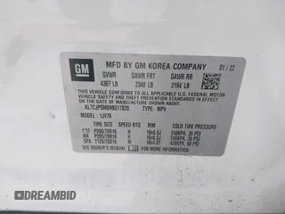 2022 Chevrolet Trax LT with VIN KL7CJPSM8NB517820, listed as a IAAI auction lot 41595783 with 49,101 mi miles. Bid and sale history available at carsss.com. Image 9.