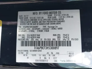 2017 Ford Mustang GT with VIN 1FA6P8CF3H5300897, listed as a IAAI auction lot 41703911 with 20,814 mi miles. Bid and sale history available at carsss.com. Image 9.