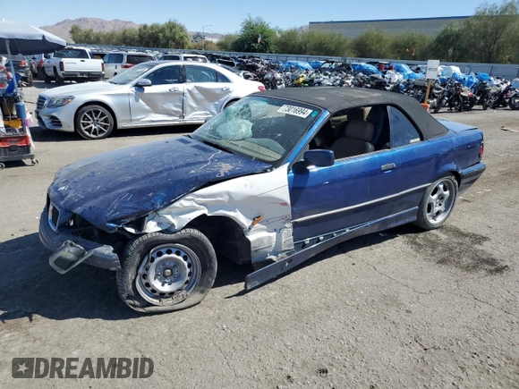 1998 BMW 3 Series 323ic with VIN WBABJ7321WEA16988, listed as a Copart auction lot 73016994 with 146,818 mi miles and Salvage Title. Bid and sale history available at carsss.com. Image 1.