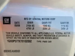 2007 Cadillac CTS with VIN 1G6DP577X70102092, listed as a Copart auction lot 57217714 with 0 mi miles and Salvage Title. Bid and sale history available at carsss.com. Image 12.