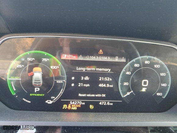 2022 Audi e-tron Sportback Premium Plus with VIN WA12ABGE8NB022921, listed as a Copart auction lot 78085344 with 54,270 mi miles and Salvage Title. Bid and sale history available at carsss.com. Image 9.