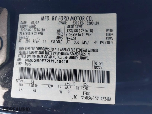 2017 Ford Transit Connect Wagon XLT with VIN NM0GS9F72H1318416, listed as a IAAI auction lot 41611172 with NaN miles. Bid and sale history available at carsss.com. Image 9.