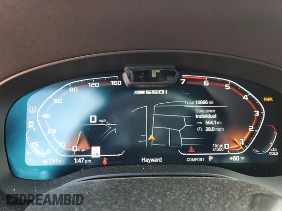 2023 BMW 5 Series M550i xDrive with VIN WBA13BK0XPCM98878, listed as a Copart auction lot 45580685 with 10,866 mi miles and Salvage title. Bid and sale history available at DreamBid. Image 9.
