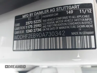 2013 Mercedes-Benz E 350 Luxury with VIN WDDHF2EB9DA730342, listed as a IAAI auction lot 42504810 with 131,083 mi miles and . Bid and sale history available at DreamBid. Image 9.