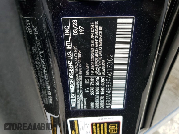 2023 Mercedes-Benz EQS 580 z VIN 4JGDM4EB3PA017382, wystawiony jako Copart lot #56544745 z przebiegiem 16 362 mil mil oraz Szkoda całkowita • Salvage title. Historia ofert i sprzedaży dostępna na DreamBid. Obrazek 13.
