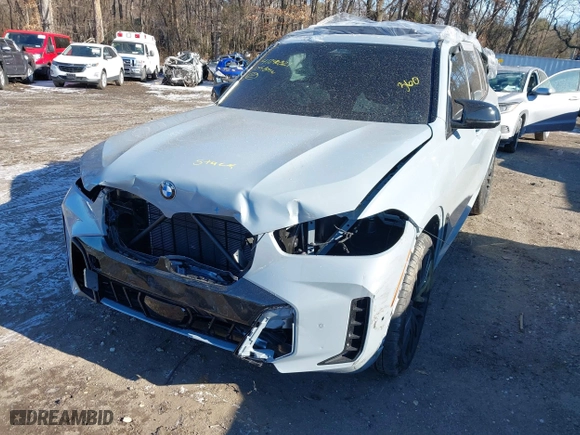 2025 BMW X5 M60i with VIN 5UX33EU08S9X68091, listed as a IAAI auction lot 41246321 with 10 mi miles. Bid and sale history available at carsss.com. Image 6.