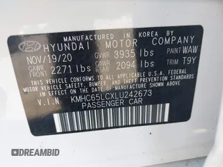 2020 Hyundai Ioniq Blue with VIN KMHC65LCXLU242673, listed as a IAAI auction lot 42033374 with 49,345 mi miles and . Bid and sale history available at DreamBid. Image 9.