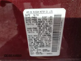 2011 Nissan Murano SV z VIN JN8AZ1MW4BW150292, wystawiony jako IAAI lot #41809777 z przebiegiem 198 717 mil mil oraz . Historia ofert i sprzedaży dostępna na DreamBid. Obrazek 9.