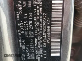 2019 Genesis G80 3.8L with VIN KMHGN4JE9KU299822, listed as a Copart auction lot 48251655 with 77,154 mi miles and Salvage title. Bid and sale history available at DreamBid. Image 12.