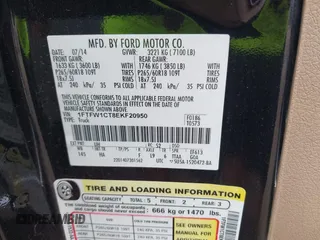 2014 Ford F-150 XL with VIN 1FTFW1CT8EKF20950, listed as a IAAI auction lot 42401205 with 120,735 mi miles and . Bid and sale history available at DreamBid. Image 9.