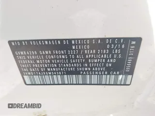 2016 Volkswagen Jetta Sport with VIN 3VWD17AJXGM343871, listed as a IAAI auction lot 42297518 with 151,524 mi miles and . Bid and sale history available at DreamBid. Image 9.