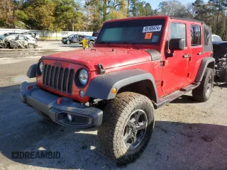 2018 Jeep Wrangler JK Unlimited Sport S with VIN 1C4BJWDG2JL899265, listed as a Copart auction lot 85165474 with 102,619 mi miles and Salvage Title. Bid and sale history available at carsss.com. Image 1.