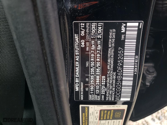 2013 Mercedes-Benz GLK-Class GLK 350 with VIN WDCGG5HB6DF952057, listed as a Copart auction lot 85736434 with 139,619 mi miles and Salvage Title. Bid and sale history available at carsss.com. Image 13.