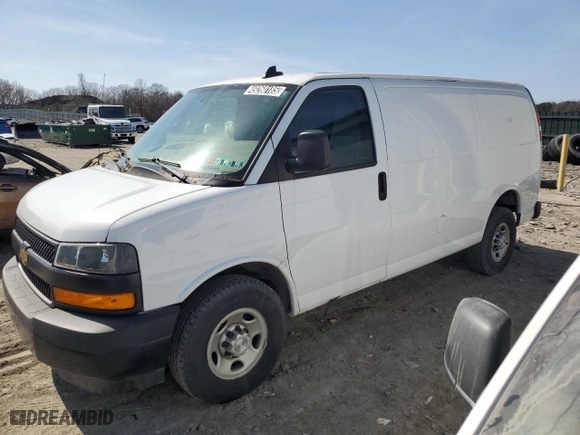 2019 Chevrolet Express Cargo Van with VIN 1GCWGAFP5K1174630, listed as a Copart auction lot 49260185 with 99,272 mi miles and Clean Title. Bid and sale history available at carsss.com. Image 1.