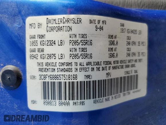 2005 Chrysler PT Cruiser Limited with VIN 3C8FY68865T518168, listed as a Copart auction lot 74135254 with 167,356 mi miles and Salvage title. Bid and sale history available at DreamBid. Image 15.
