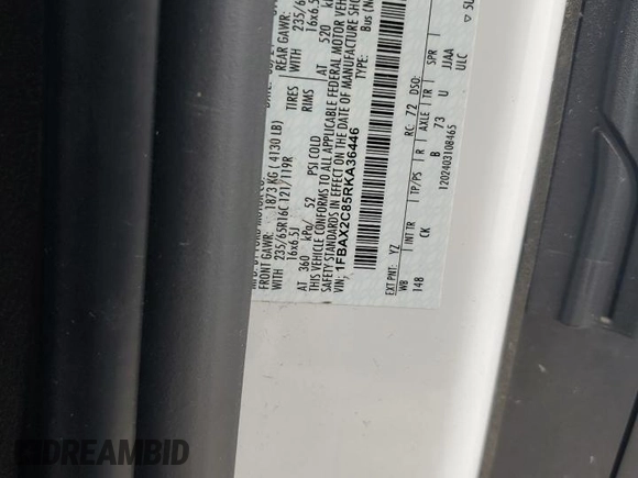 2024 Ford Transit Passenger XL z VIN 1FBAX2C85RKA36446, wystawiony jako Copart lot #60238785 z przebiegiem 325 mil mil oraz Czysty tytuł • Clean title. Historia ofert i sprzedaży dostępna na DreamBid. Obrazek 14.