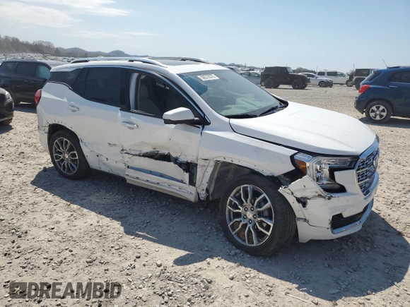 2022 GMC Terrain Denali with VIN 3GKALXEV2NL226743, listed as a Copart auction lot 50572075 with 19,390 mi miles and Salvage title. Bid and sale history available at DreamBid. Image 4.