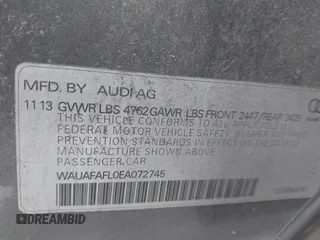 2014 Audi A4 Premium with VIN WAUAFAFL0EA072745, listed as a IAAI auction lot 41469342 with 114,881 mi miles. Bid and sale history available at carsss.com. Image 9.