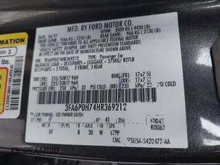 2017 Ford Fusion SE with VIN 3FA6P0H74HR369212, listed as a IAAI auction lot 41539587 with 143,416 mi miles and . Bid and sale history available at carsss.com. Image 9.