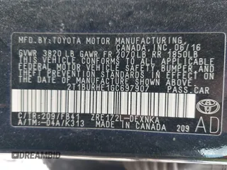 2016 Toyota Corolla L with VIN 2T1BURHE1GC697907, listed as a IAAI auction lot 42147164 with 82,748 mi miles and . Bid and sale history available at DreamBid. Image 9.