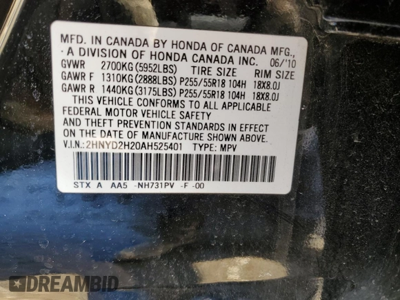 2010 Acura MDX with VIN 2HNYD2H20AH525401, listed as a Copart auction lot 46306295 with 196,796 mi miles and Salvage Title. Bid and sale history available at carsss.com. Image 14.