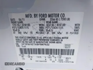 2011 Ford F-150 XLT with VIN 1FTFW1ETXBFB87622, listed as a IAAI auction lot 41758889 with 301,380 mi miles. Bid and sale history available at carsss.com. Image 9.