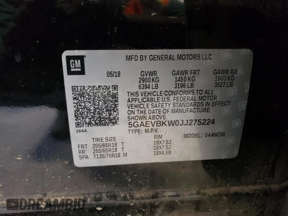 2018 Buick Enclave Premium with VIN 5GAEVBKW0JJ275224, listed as a Copart auction lot 42129615 with 147,901 mi miles and Salvage Title. Bid and sale history available at carsss.com. Image 13.