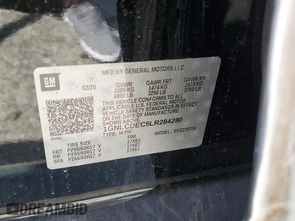 2020 Chevrolet Tahoe Commercial with VIN 1GNLCDEC5LR284280, listed as a Copart auction lot 61259405 with Not provided miles and Clean title. Bid and sale history available at DreamBid. Image 13.