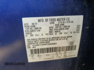2015 Ford Explorer z VIN 1FM5K7B88FGA64083, wystawiony jako Copart lot #57033425 z przebiegiem 68 913 mil mil oraz Szkoda całkowita • Salvage title. Historia ofert i sprzedaży dostępna na DreamBid. Obrazek 13.
