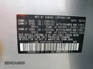 2020 Subaru Outback z VIN 4S4BTGHD2L3253707, wystawiony jako Copart lot #68505013 z przebiegiem 43 821 mil mil oraz . Historia ofert i sprzedaży dostępna na DreamBid. Obrazek 12.