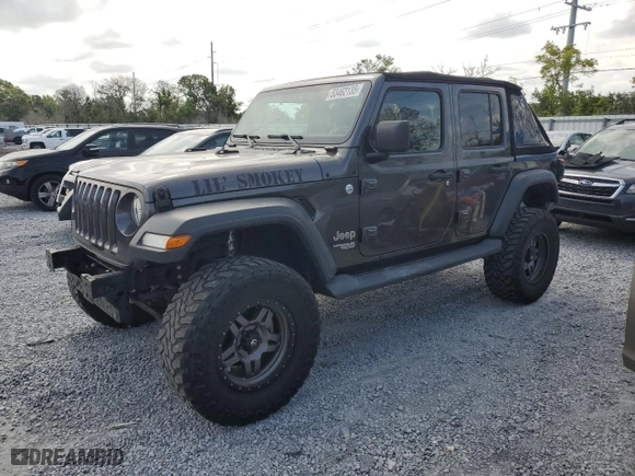 2018 Jeep Wrangler Unlimited Sport S with VIN 1C4HJXDG2JW147032, listed as a Copart auction lot 53462135 with 55,868 mi miles and Salvage Title. Bid and sale history available at carsss.com. Image 1.