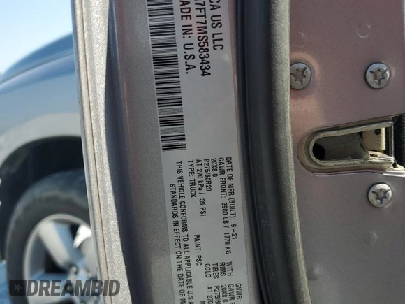 2021 Ram 1500 Tradesman with VIN 1C6RR7FT7MS583434, listed as a Copart auction lot 74958884 with 93,581 mi miles and Salvage title. Bid and sale history available at DreamBid. Image 12.