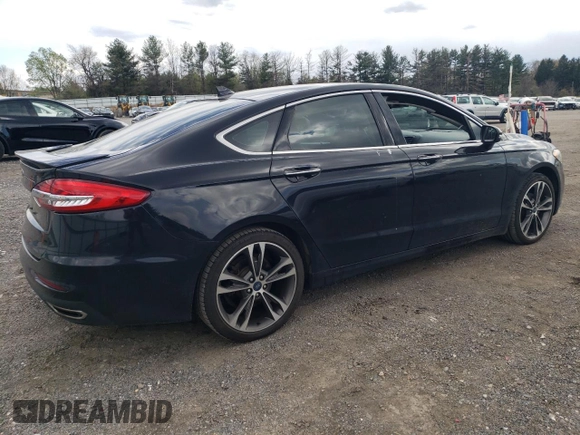 2019 Ford Fusion Titanium with VIN 3FA6P0K96KR102400, listed as a Copart auction lot 53319485 with 76,188 mi miles and Salvage Title. Bid and sale history available at carsss.com. Image 3.