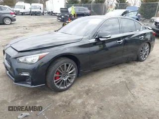 2021 Infiniti Q50 Red Sport 400 with VIN JN1FV7DR3MM880528, listed as a IAAI auction lot 41645447 with 73,160 mi miles and . Bid and sale history available at carsss.com. Image 18.