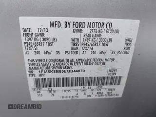 2014 Ford Explorer with VIN 1FM5K8B85EGB44879, listed as a IAAI auction lot 40226603 with 152,778 mi miles and . Bid and sale history available at carsss.com. Image 9.