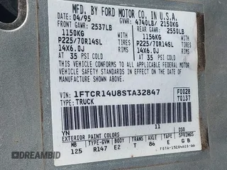 1995 Ford Ranger Splash with VIN 1FTCR14U8STA32847, listed as a IAAI auction lot 42109803 with 155,878 mi miles. Bid and sale history available at carsss.com. Image 9.