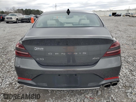 2023 Genesis G70 2.0T with VIN KMTG34TA7PU124188, listed as a Copart auction lot 48004345 with 30,599 mi miles and Salvage Title. Bid and sale history available at carsss.com. Image 6.