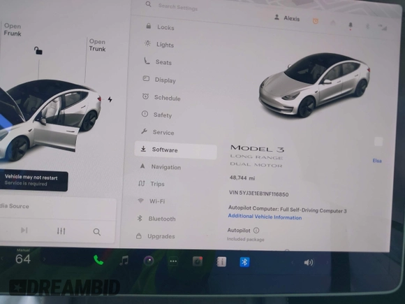 2022 Tesla Model 3 Long Range with VIN 5YJ3E1EB1NF116850, listed as a IAAI auction lot 42062677 with 48,744 mi miles and . Bid and sale history available at DreamBid. Image 7.