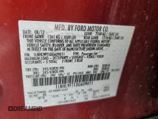 2013 Lincoln MKS EcoBoost with VIN 1LNHL9FT1DG609011, listed as a Copart auction lot 55793575 with Not provided miles and Salvage title. Bid and sale history available at DreamBid. Image 12.