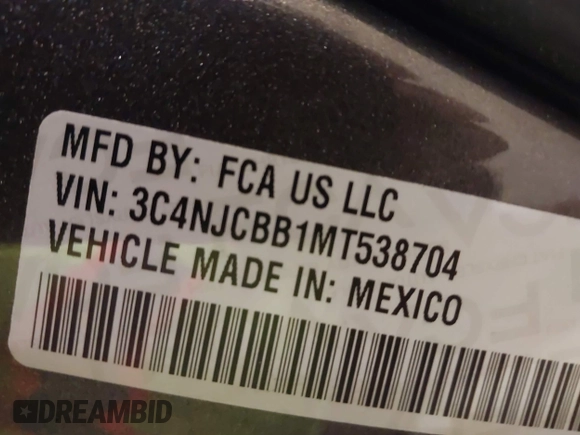2021 Jeep Compass Altitude с VIN 3C4NJCBB1MT538704, выставлен на аукционе IAAI как лот 41402091 с пробегом 87 337 миль миль и . История ставок и продаж доступна на DreamBid. Изображение 9.