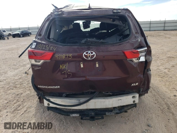 2018 Toyota Highlander SE with VIN 5TDKZRFH9JS251520, listed as a Copart auction lot 80555354 with Not provided miles and Salvage title. Bid and sale history available at DreamBid. Image 6.
