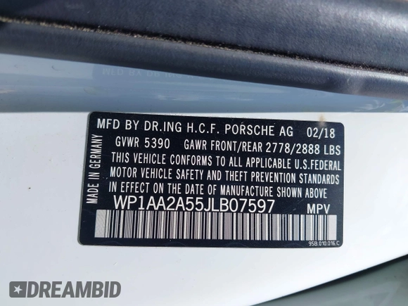 2018 Porsche Macan with VIN WP1AA2A55JLB07597, listed as a IAAI auction lot 42480683 with Not provided miles and . Bid and sale history available at DreamBid. Image 9.